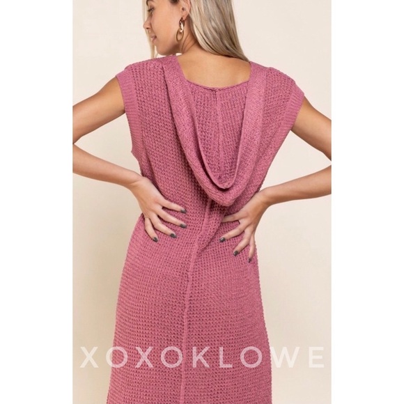 POL Dark Pink Sleeveless Hooded Sweater Dress Relaxed Fit - Picture 7 of 15